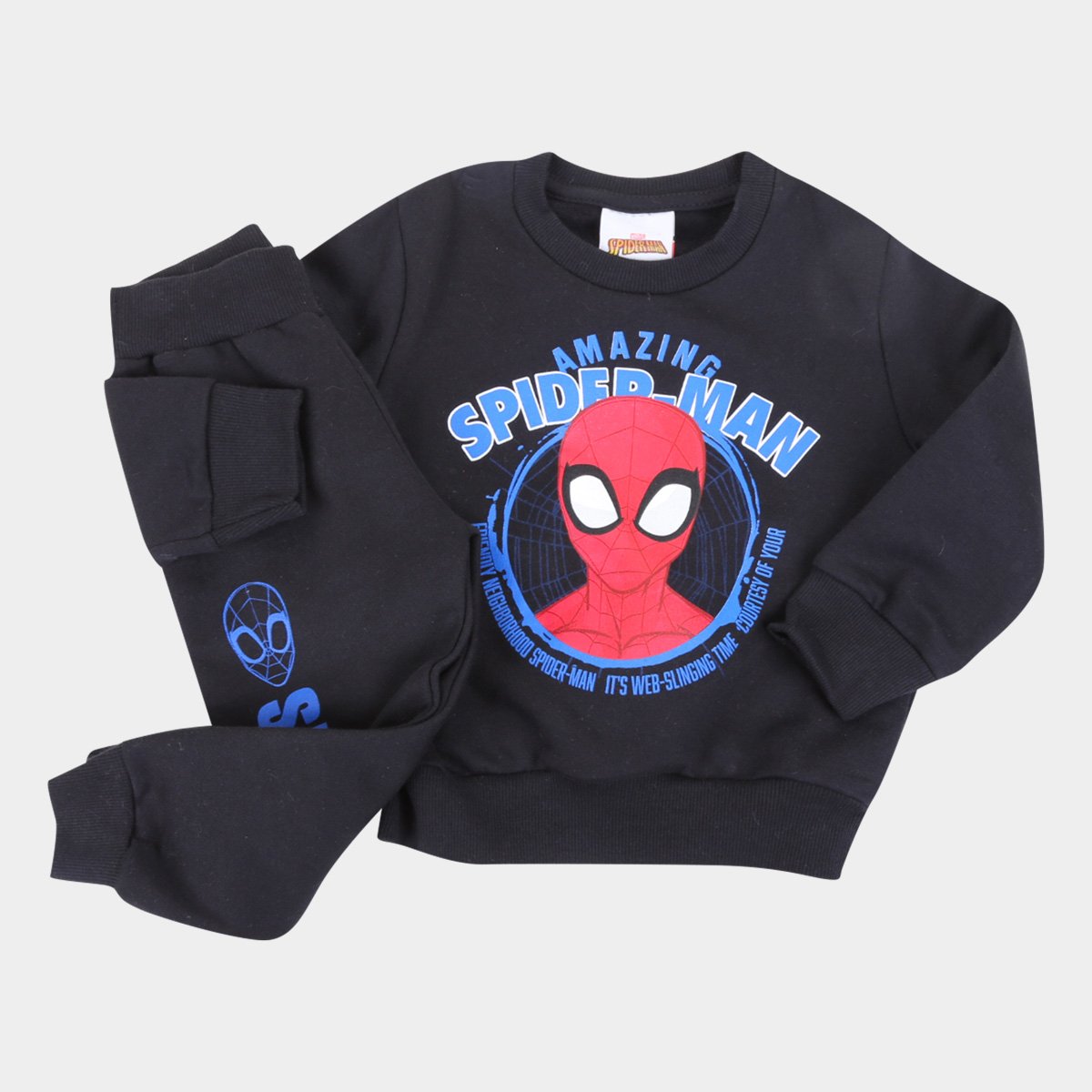 Conjunto Moletom Peluciado Marvel By Fakini Spider-Man Fakini Masculino