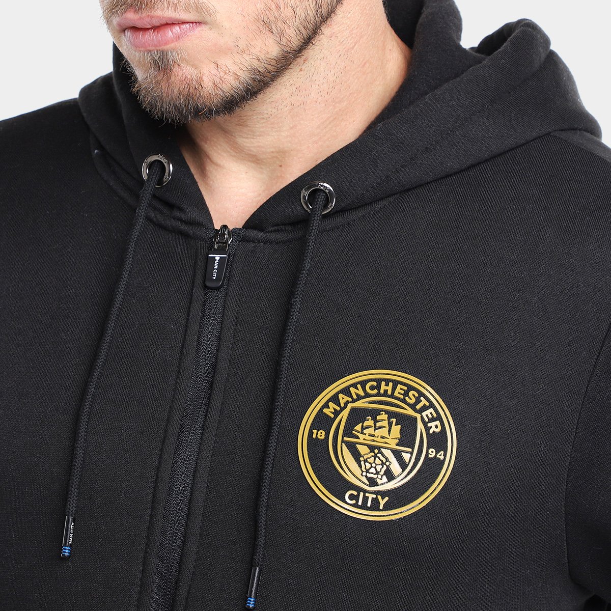 Moletom Canguru Manchester City C/ Zipper Interno Masculino - Tam: G - 2