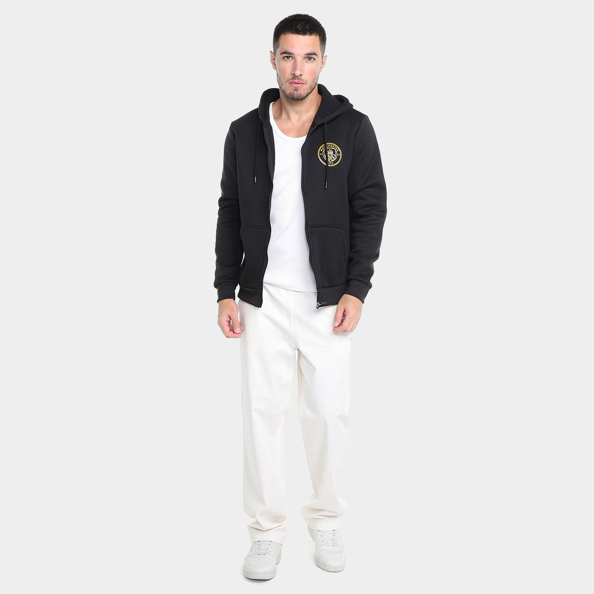 Moletom Canguru Manchester City C/ Zipper Interno Masculino - Tam: G - 3