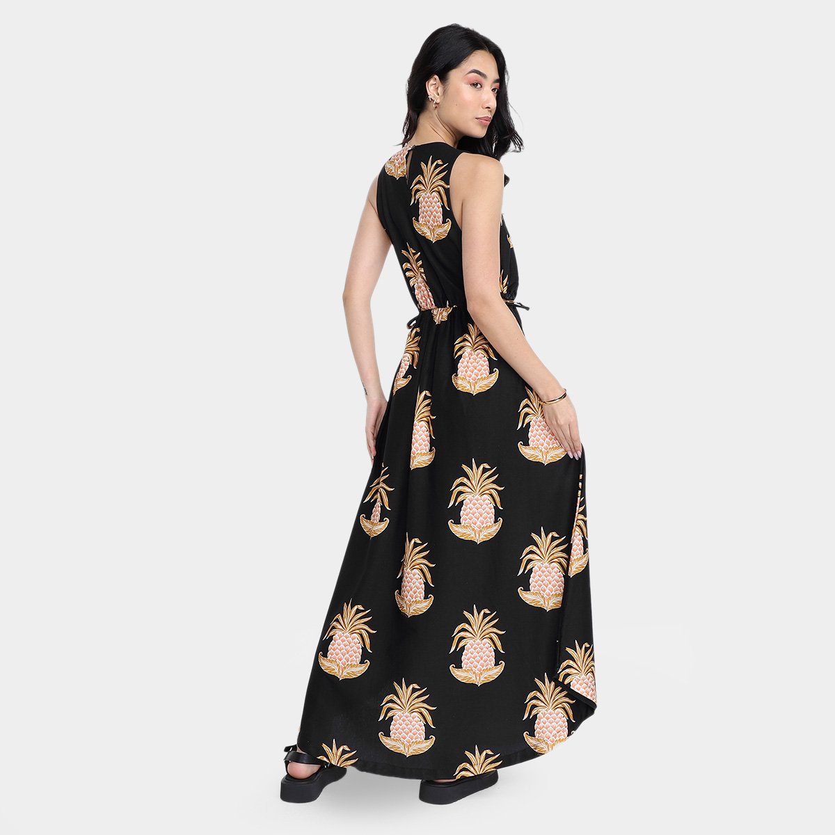 Vestido Farm Midi Amalfi Abacaxi Feminino - Tam: G - 1