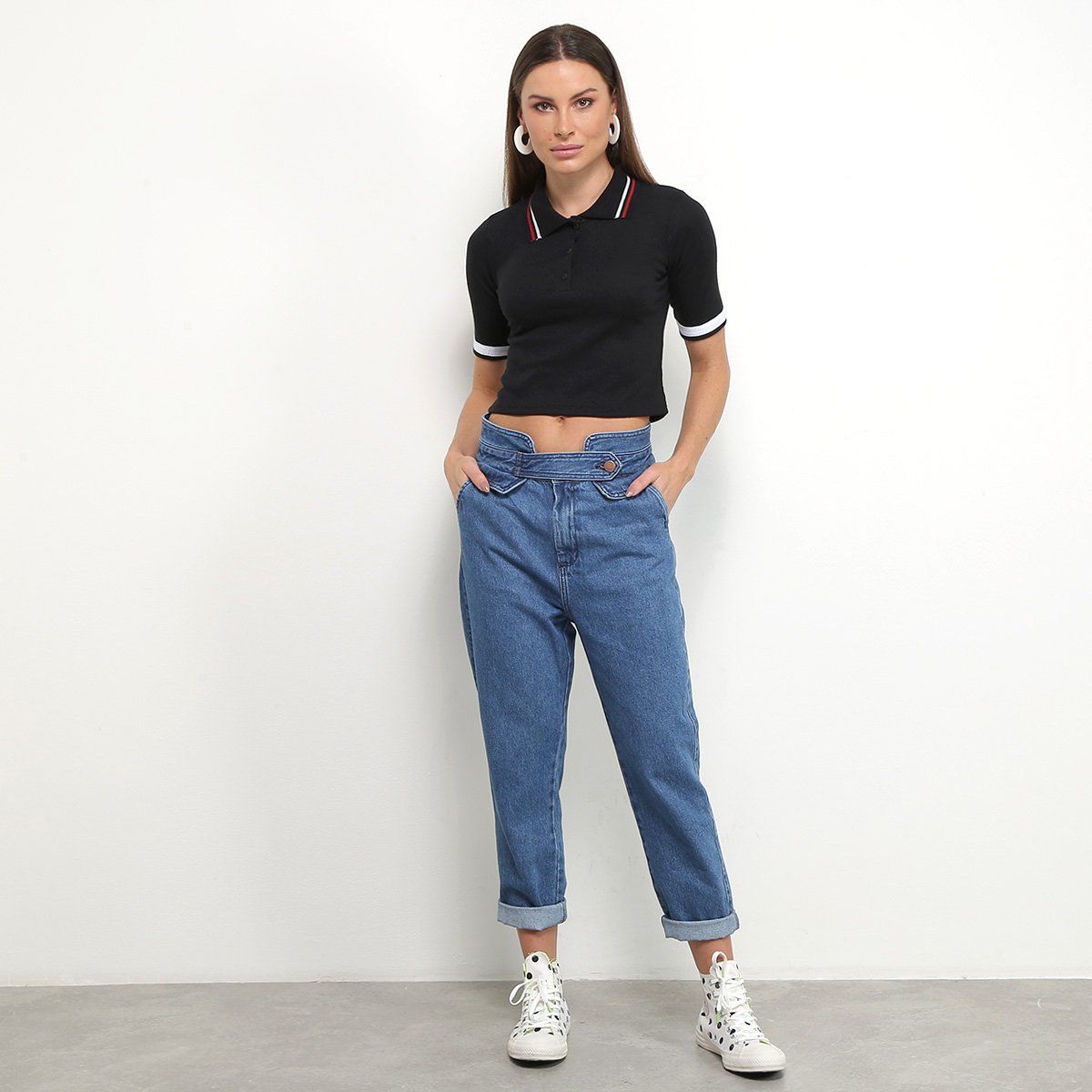 camisa cropped polo