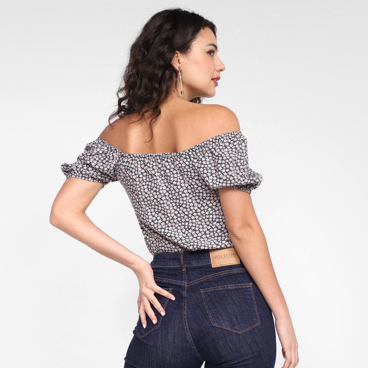 Blusa Lecimar Ombro a Ombro Zíper Floral - Tam: P - 1