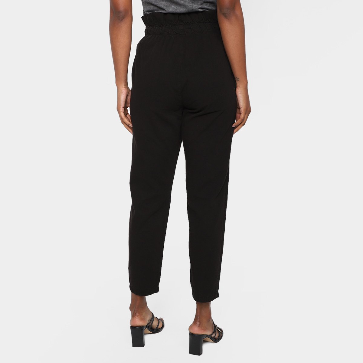 Calça Clochard Cambos Jeans Cropped Com Pence Frontal Cintura Alta Feminina - Tam: 44 - 2