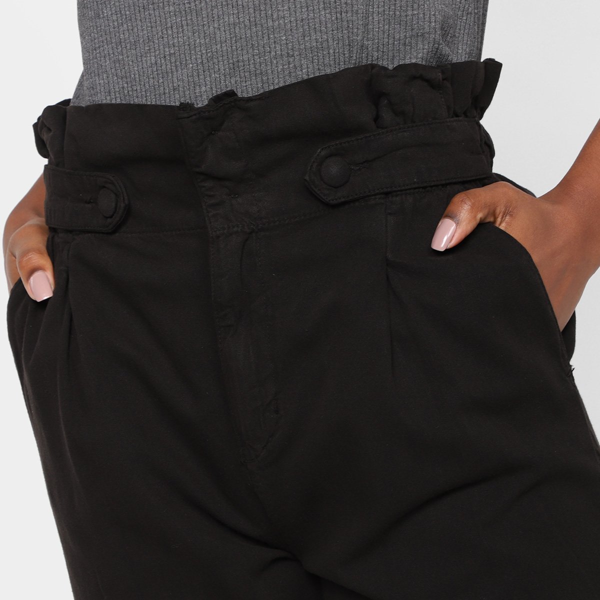 Calça Clochard Cambos Jeans Cropped Com Pence Frontal Cintura Alta Feminina - Tam: 44 - 3