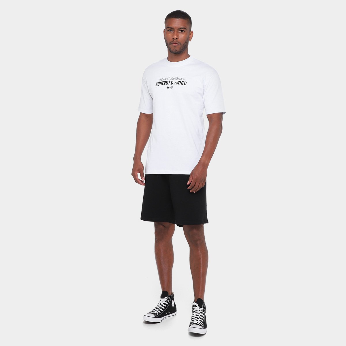 Bermuda de Moletom Santos Pela Bandeira que Ensina Masculina - Tam: P - 3