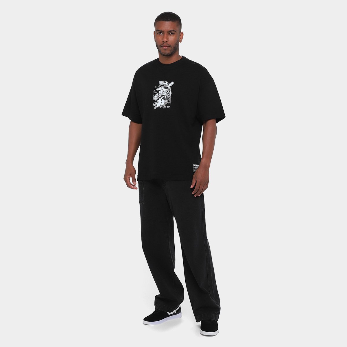 Camiseta Oversized Santos Com o Peixe Masculina - Tam: P - 4