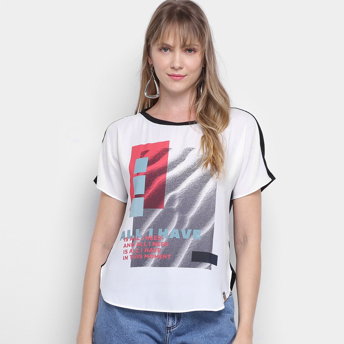 Camiseta Morena Rosa Abertura Lateral Enjoy Growing Feminina