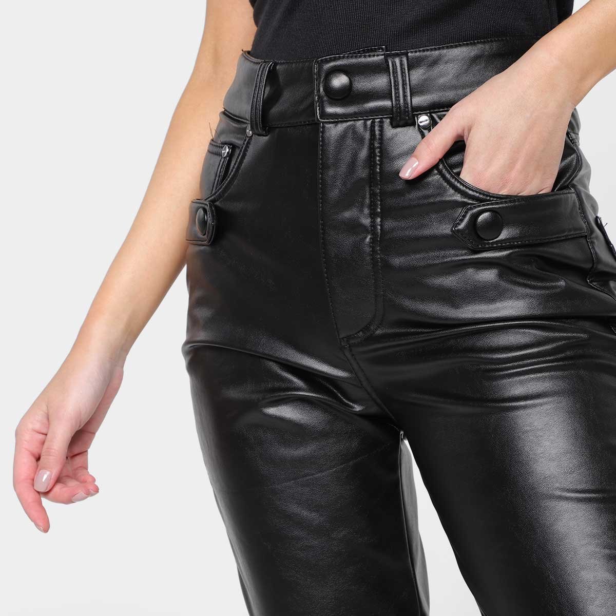 Calça Morena Rosa Reta Cintura Alta Recorte Feminina - Tam: 36 - 3