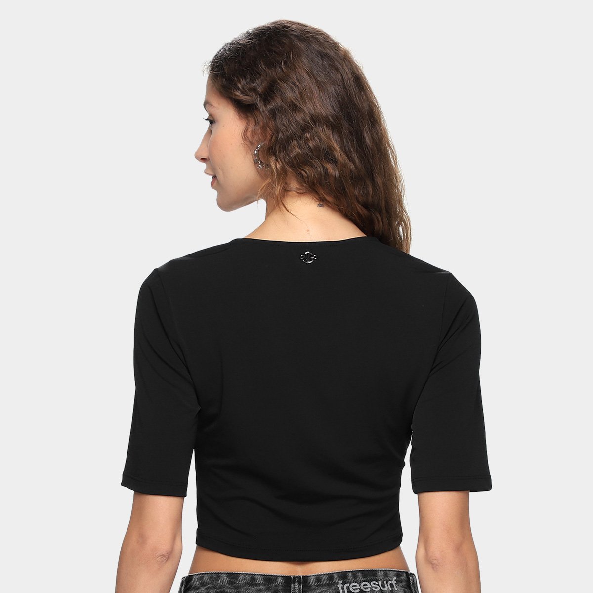 Blusa Cropped Morena Rosa Decote V Amarração Feminina - Tam: M - 1