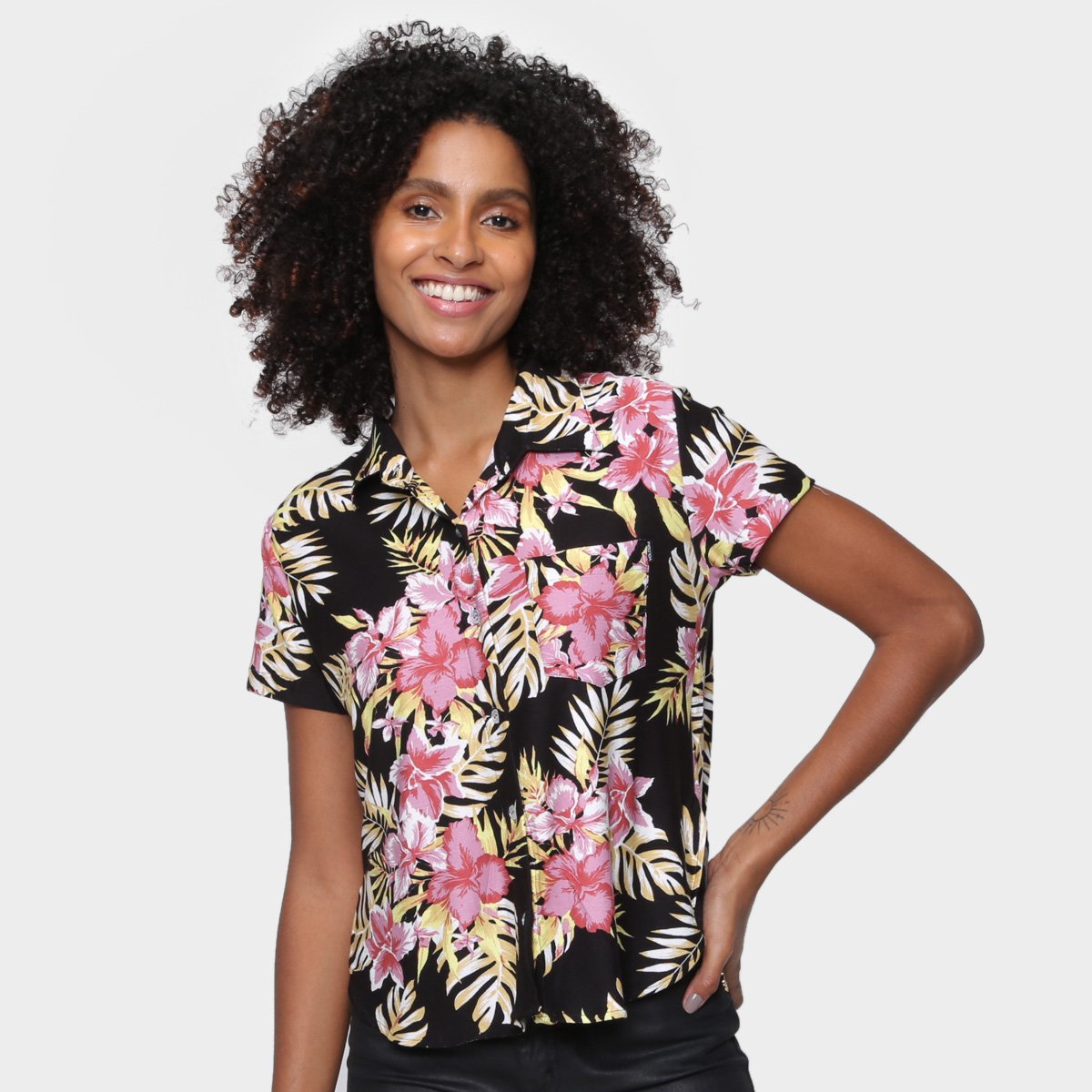 Camisa Volcom Floral Forget Yourself Feminina