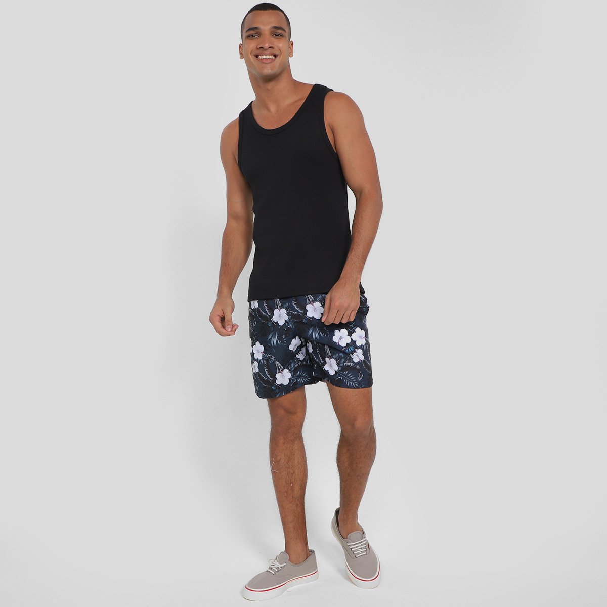 Short Praia Curto Mash Hibisco Masculino - Tam: P - 1