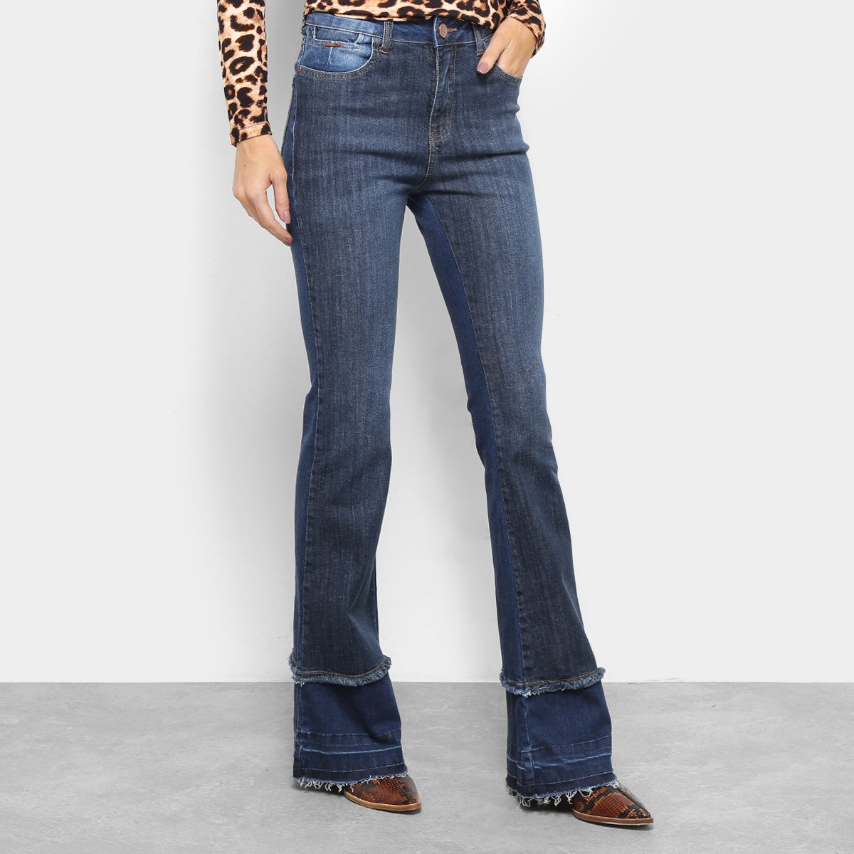Calça Jeans Flare MOB Barra D Cintura Média Feminina