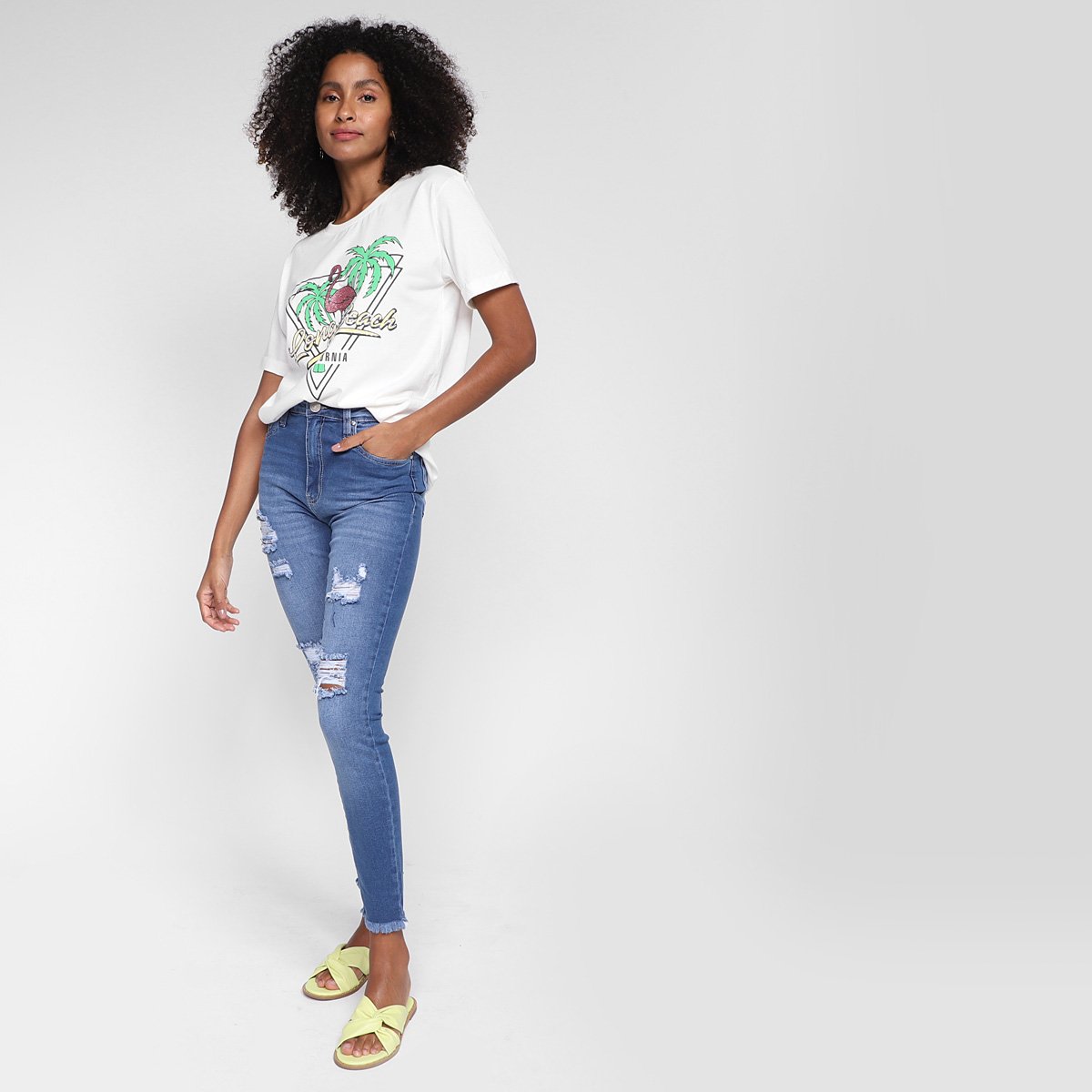 Calça Jeans Skinny All Is Love Rasgos Cintura Média Feminina - Tam: 44 - 3