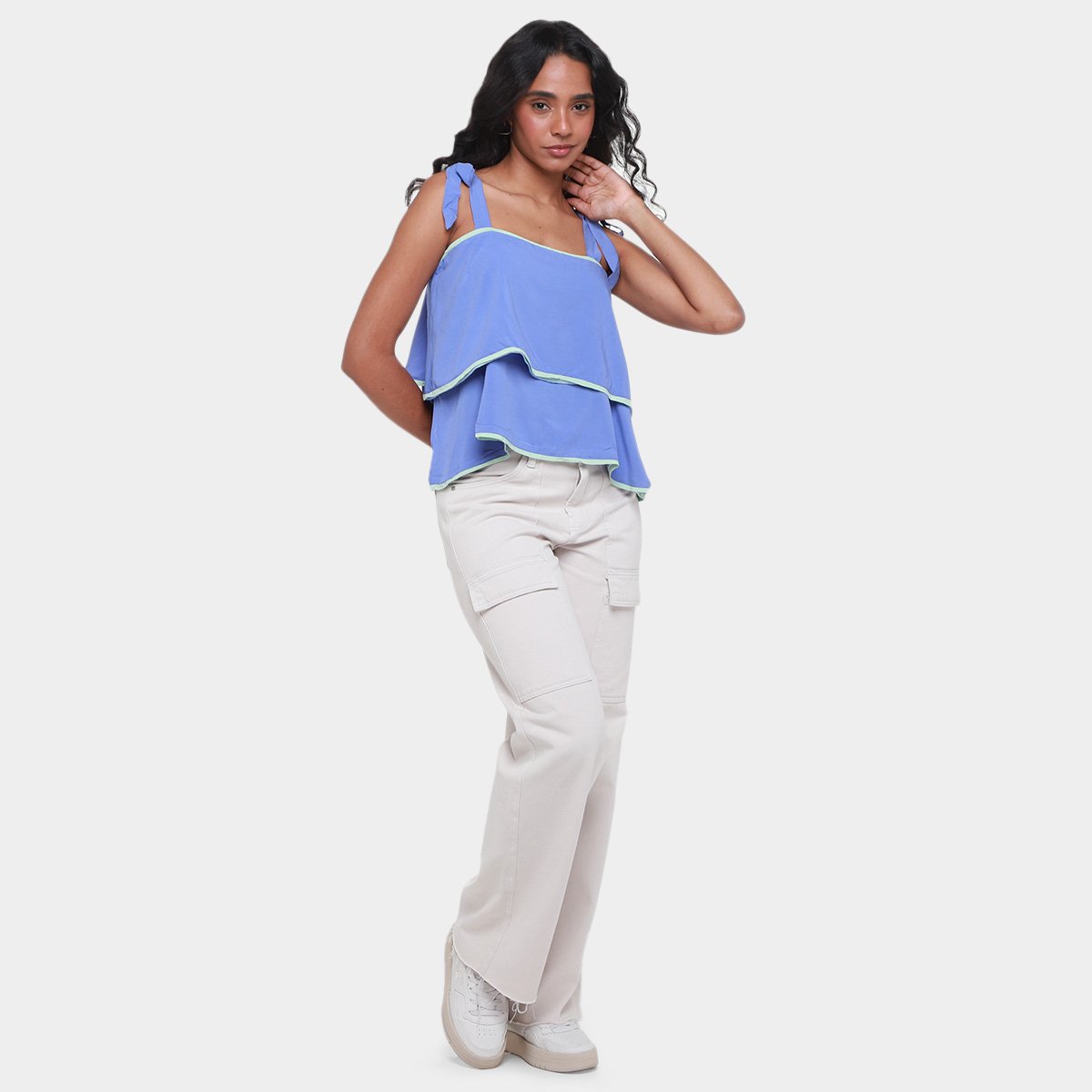 Blusa Assimétrica All Is Love Bossa Flex com Babado Feminina - Tam: M - 3