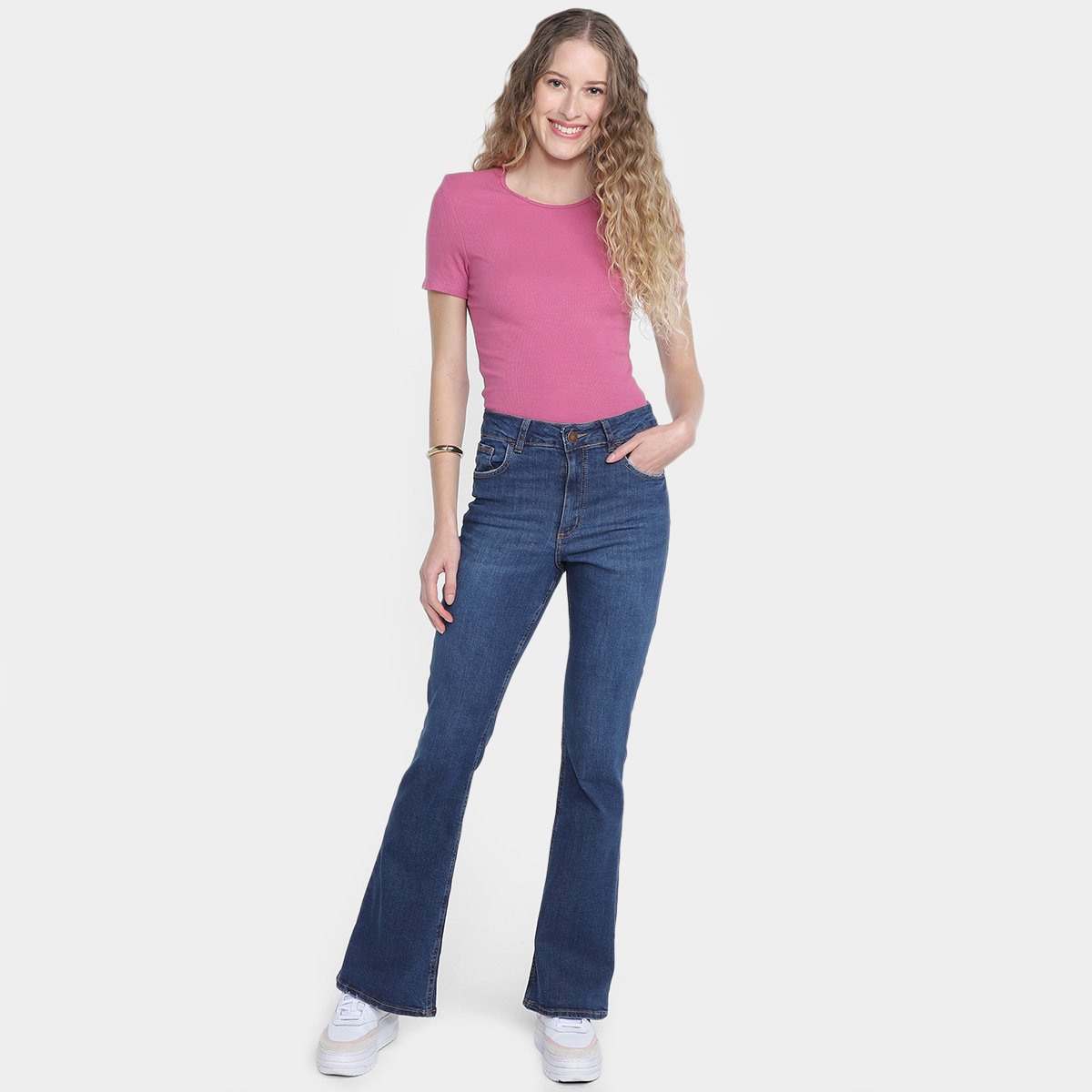 Calça Jeans Flare Hering Cintura Alta Feminina - Tam: 44 - 3