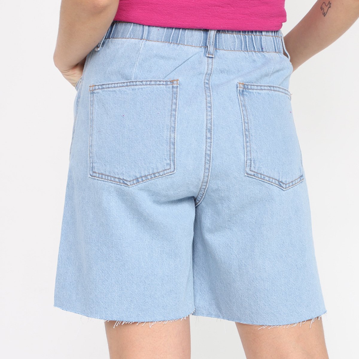 Bermuda Jeans Hering Cintura Alta Elástico Feminina - Tam: 36 - 2