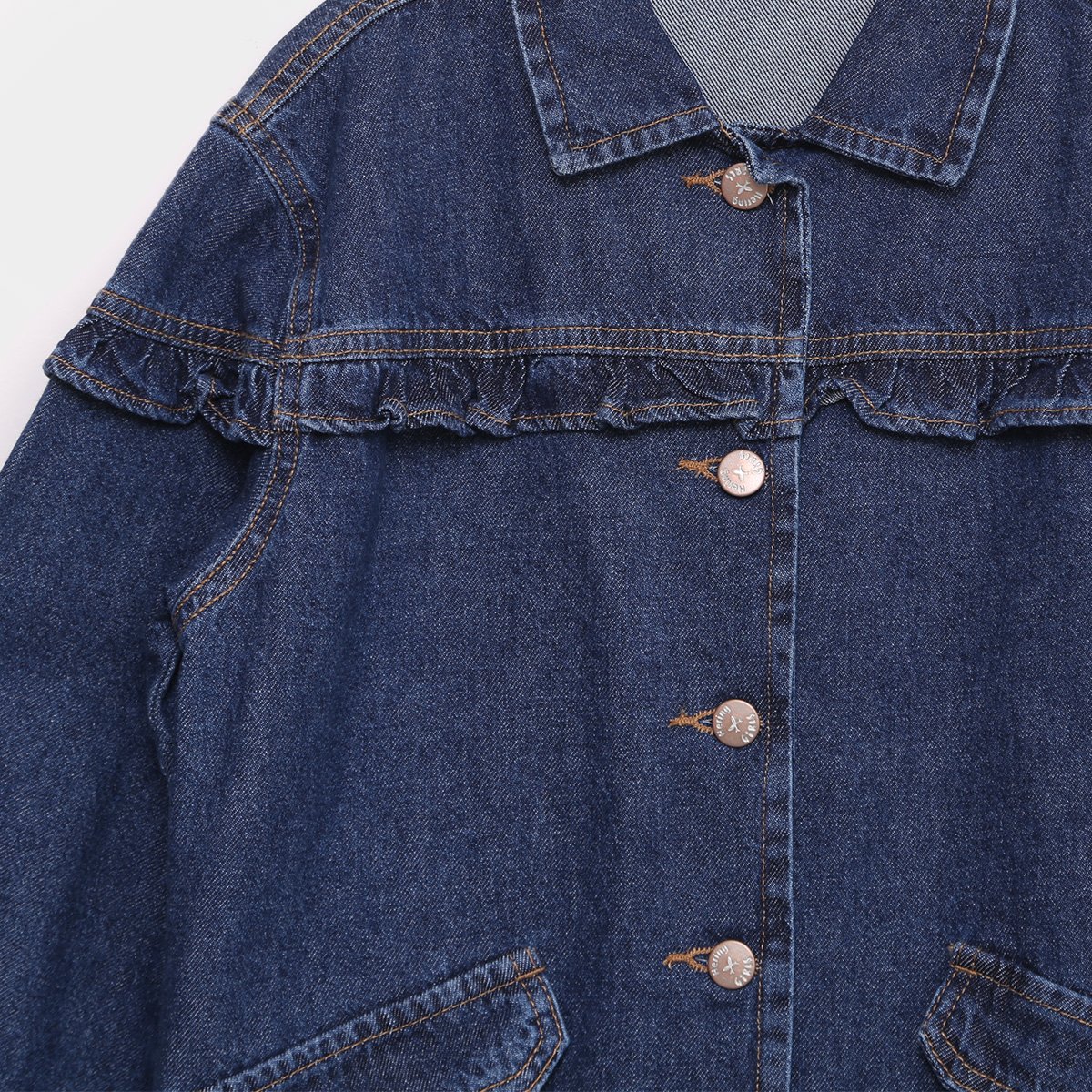 Jaqueta Jeans Infantil Hering com Babado Menina - Tam: 10A - 1