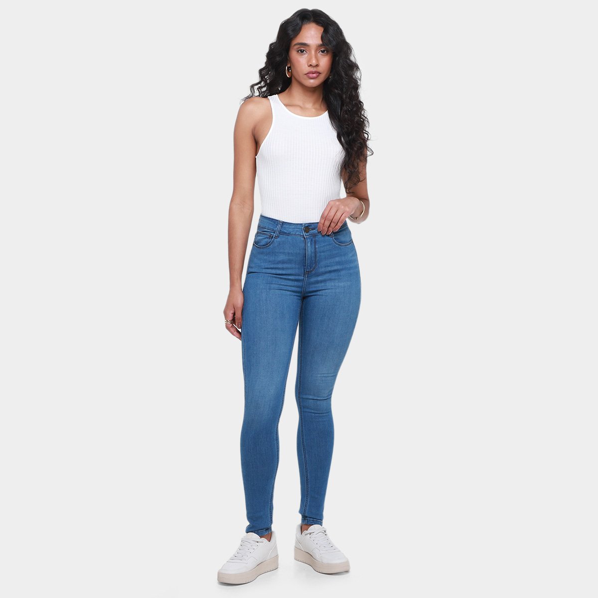 Calça Jeans Skinny Hering Cintura Alta Feminina - Tam: 38 - 3