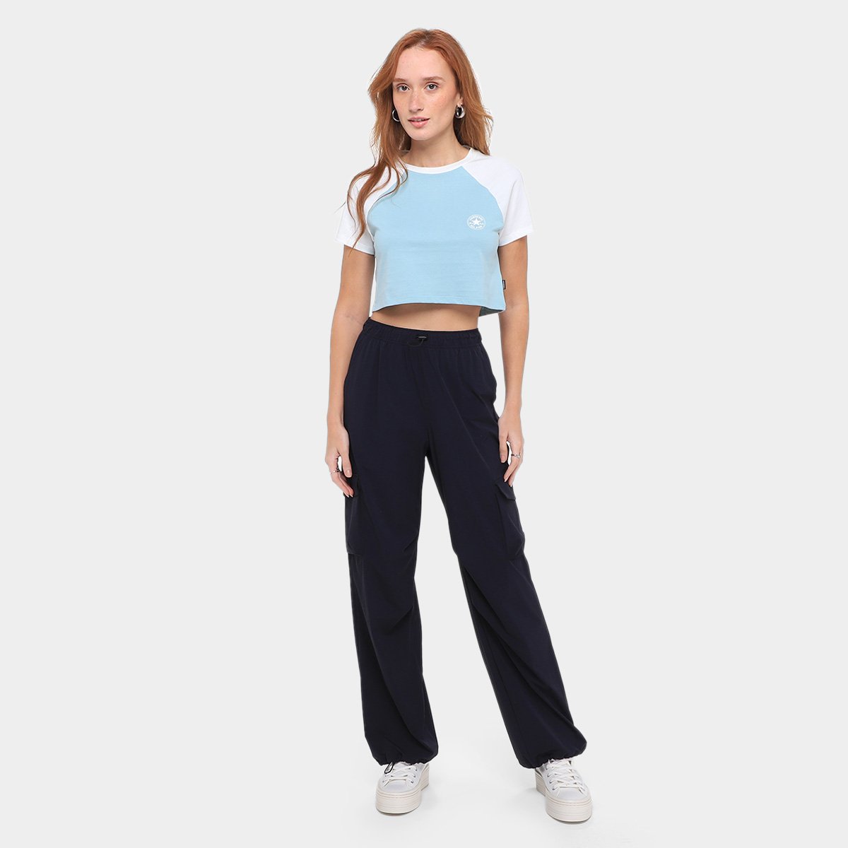 Camiseta Converse Cropped Raglan Pat Feminina - Tam: EP - 3