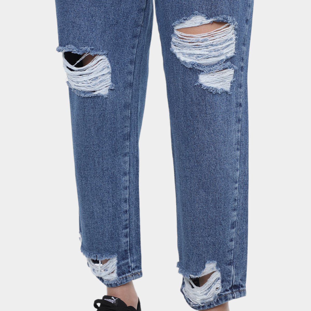 Calça Jeans Mom Sawary Rasgos Cintura Alta Feminina - Tam: 34 - 2