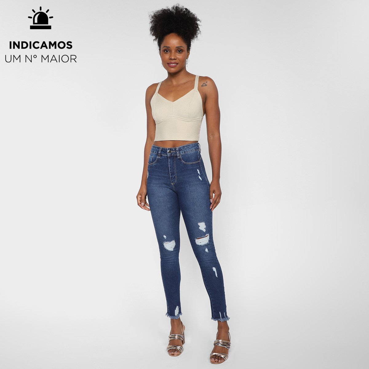 Calça Jeans Cigarrete Sawary Super Lpo Com Cinta Modeladora Cintura Alta Feminina