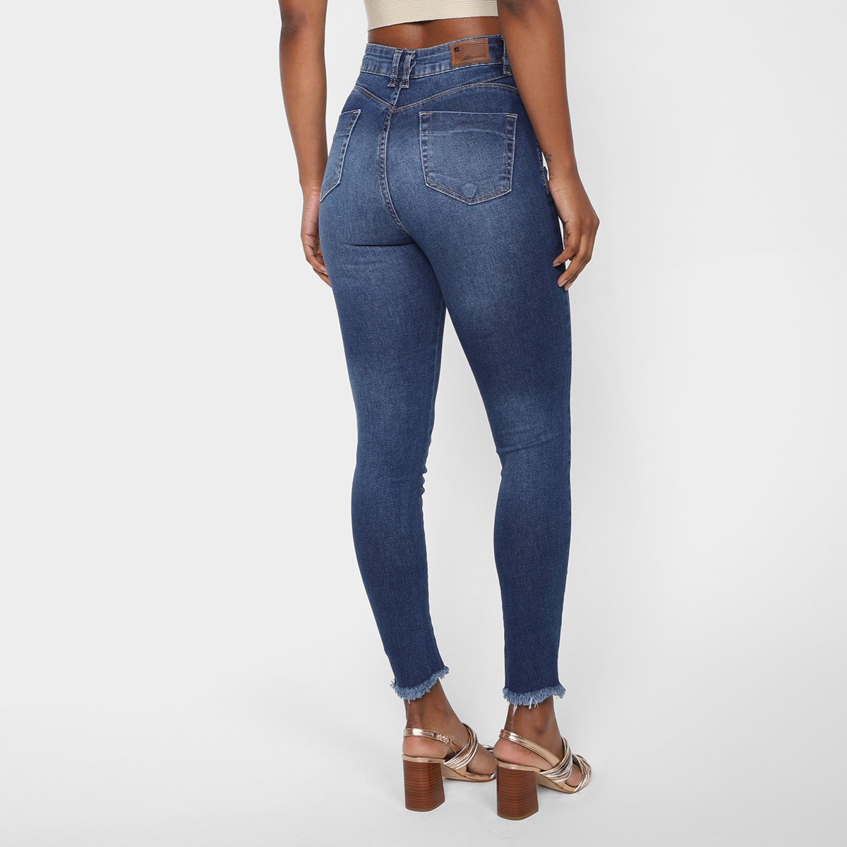 Calça Jeans Cigarrete Sawary Super Lpo Com Cinta Modeladora Cintura Alta Feminina