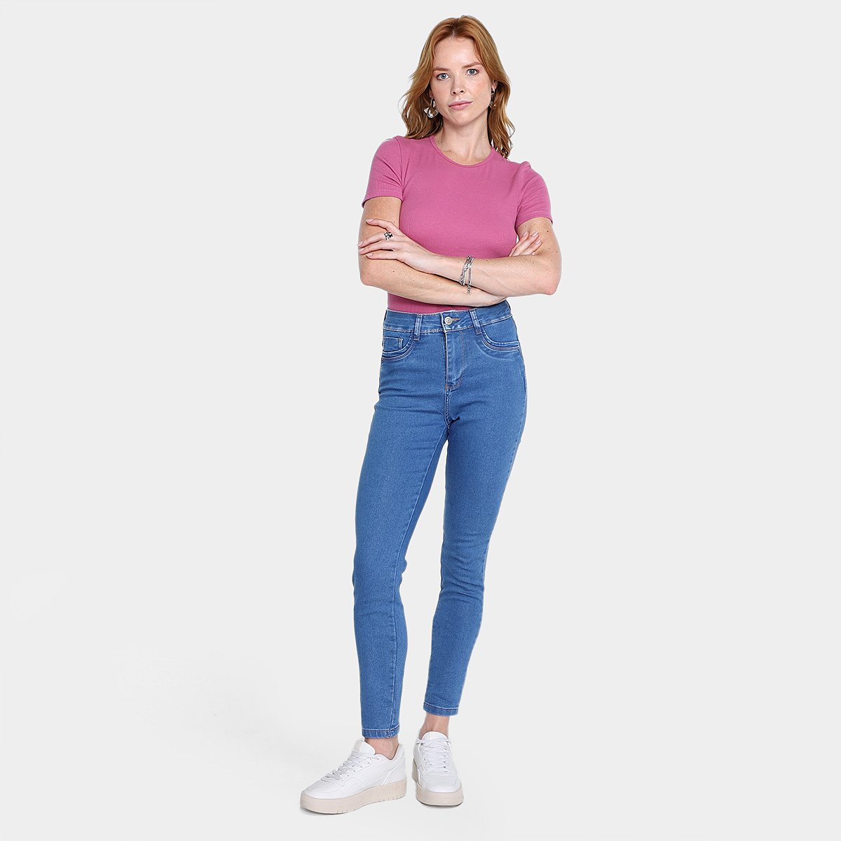 Calça Jeans Skinny Sawary Cintura Alta Feminina - Tam: 44 - 3