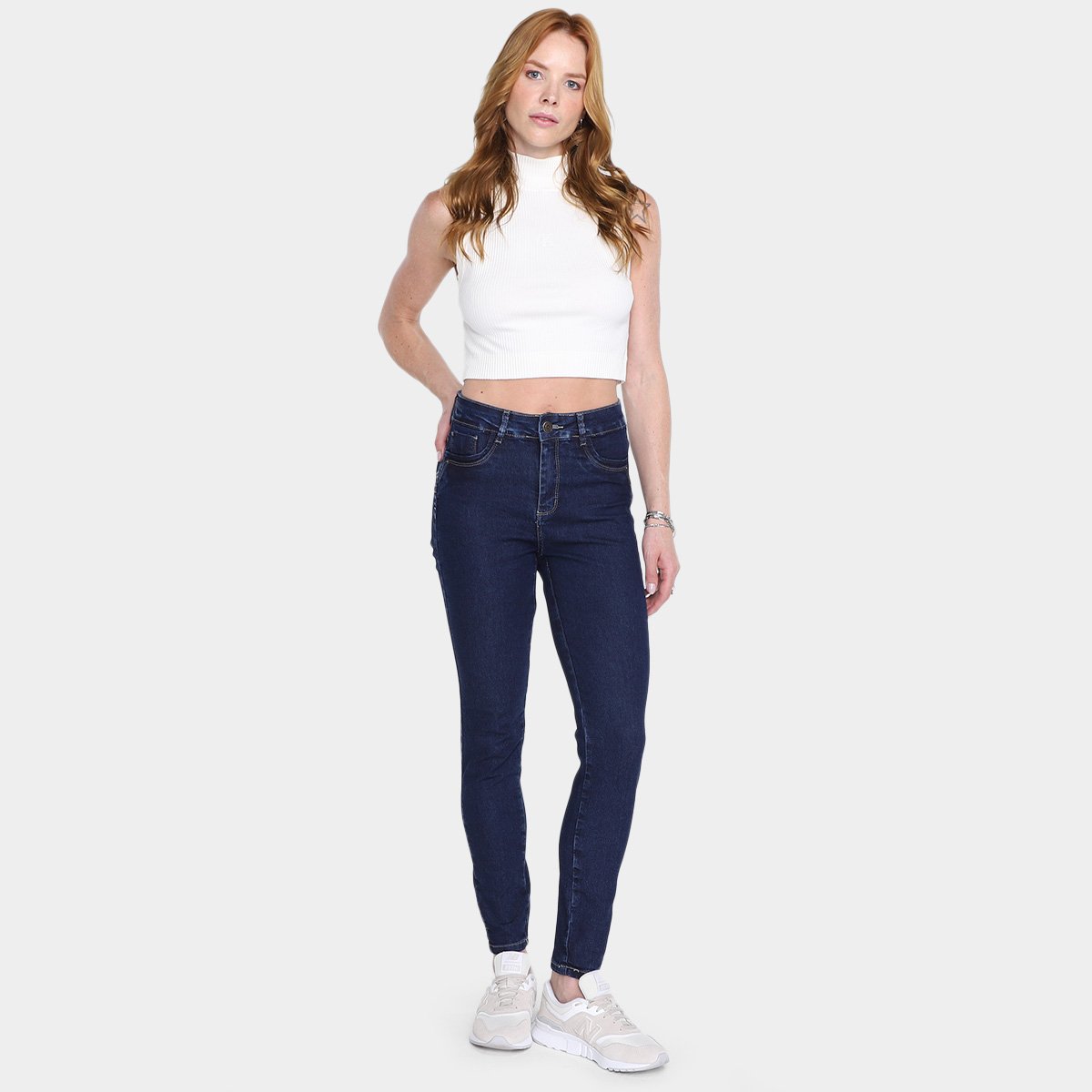 Calça Jeans Skinny Sawary Cintura Alta Feminina - Tam: 46 - 3