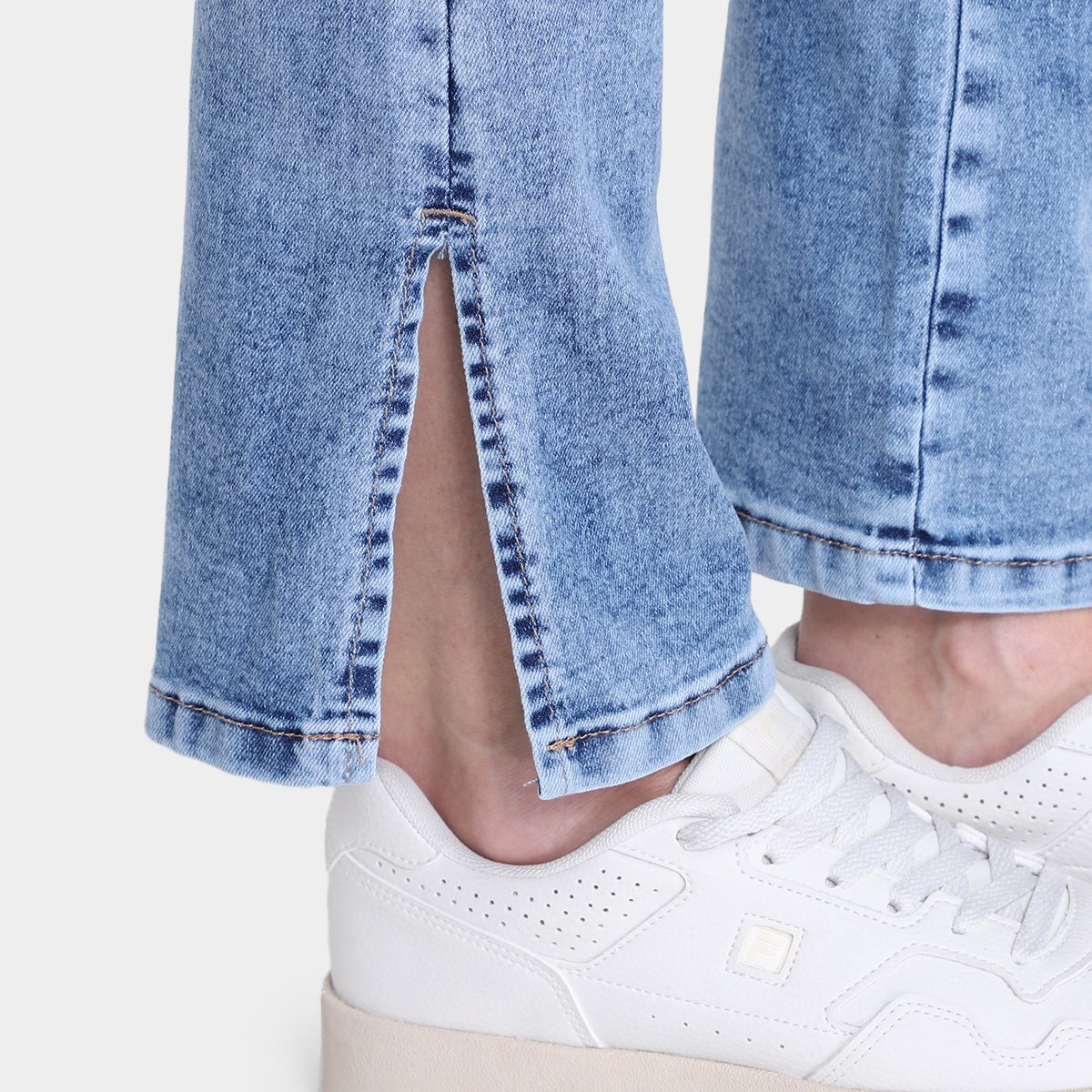 Calça Jeans Reta Sawary Com Fenda Feminina - Tam: 46 - 2