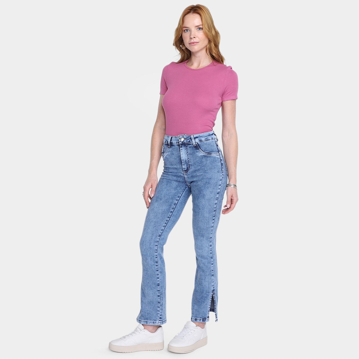 Calça Jeans Reta Sawary Com Fenda Feminina - Tam: 46 - 3