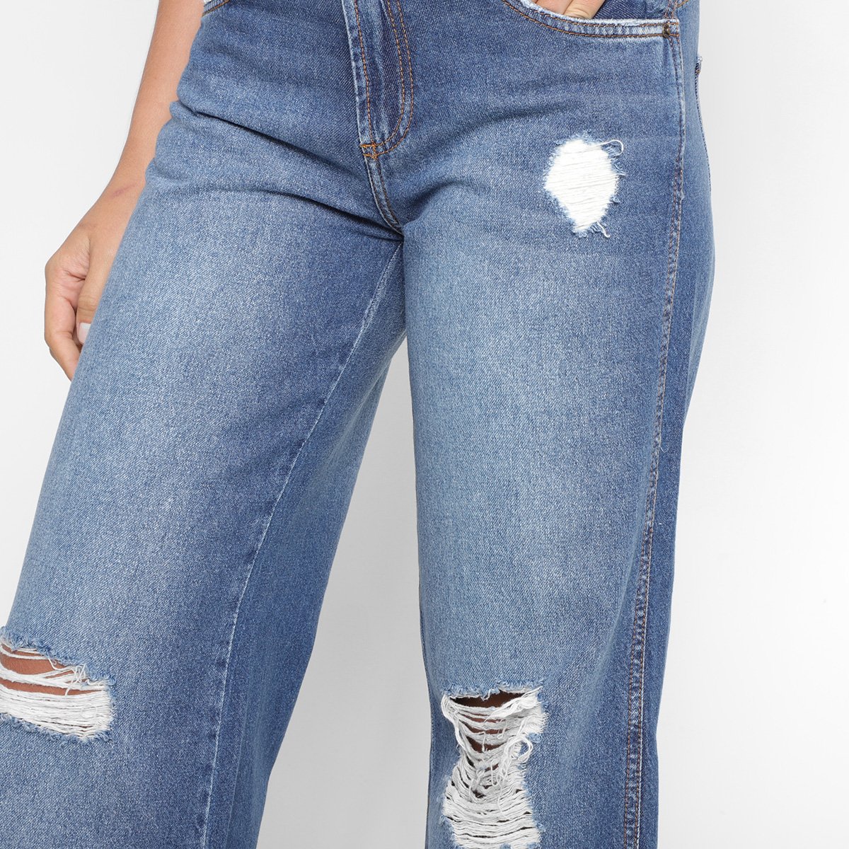 Calça Jeans Cantão Wide Leg Maxi Rasgo Feminina - Tam: 40 - 2