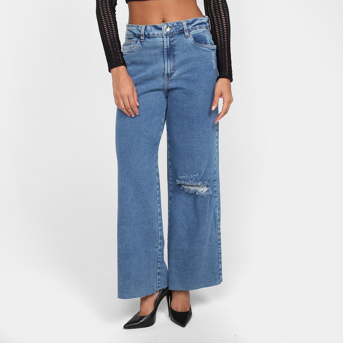 Calça Jeans Malwee Wide Leg Feminina