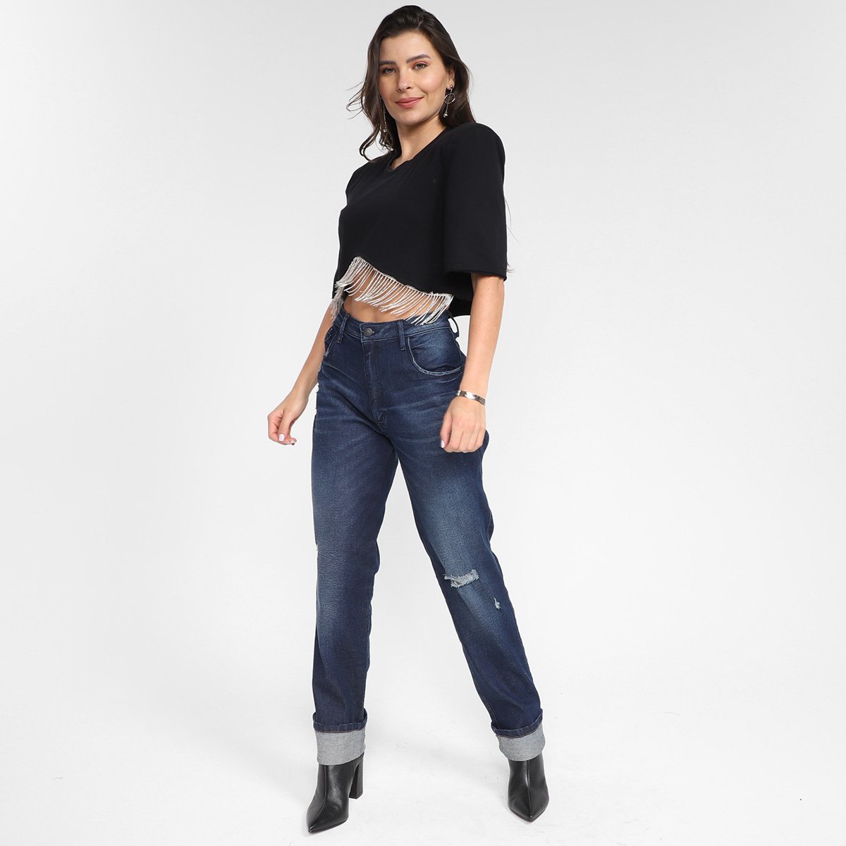 Calça Jeans Reta Lança Perfume Relaxed High Premium Cintura Alta Feminina - Tam: 36 - 3