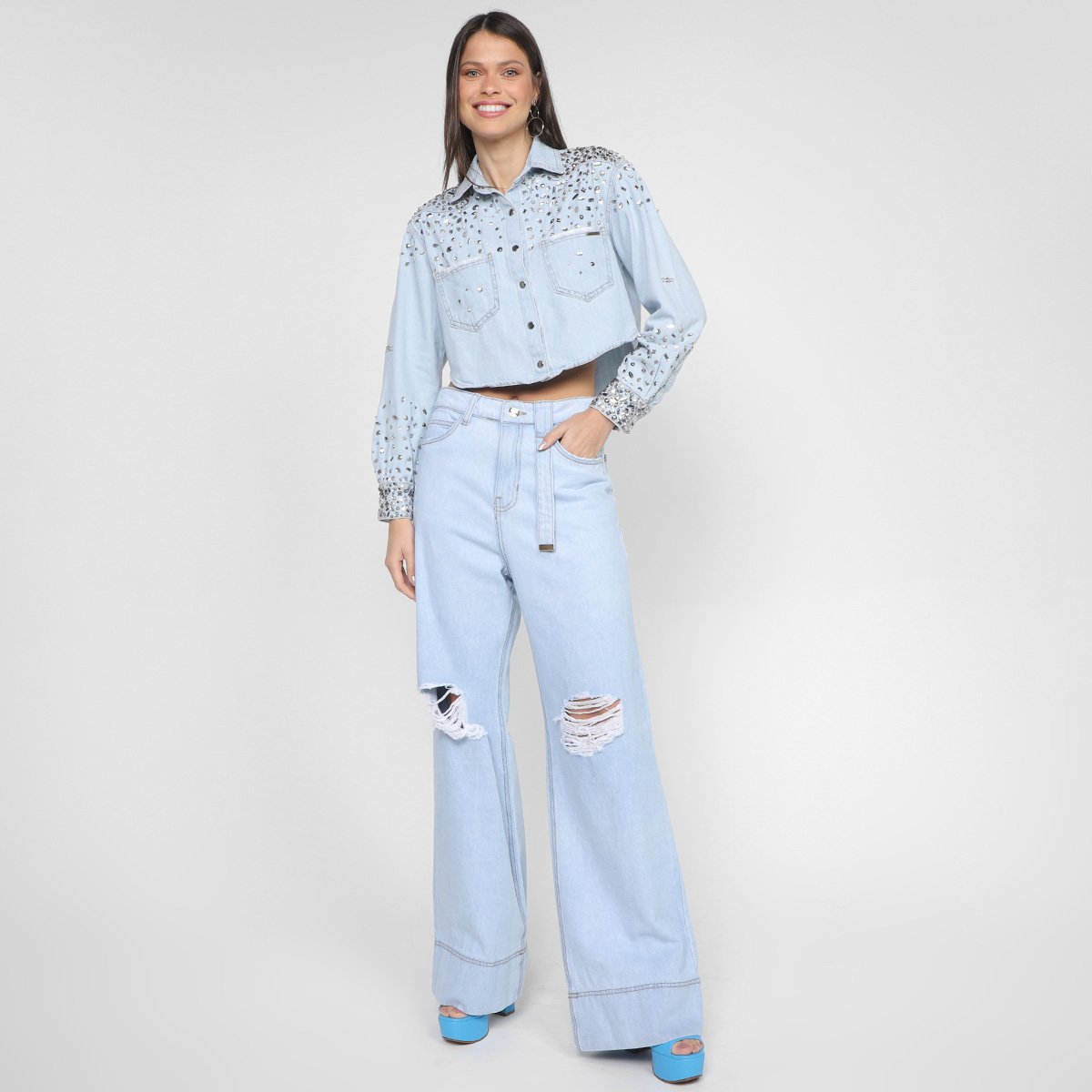 Calça Jeans All's Wide Leg Lucia Feminina - Tam: 44 - 1