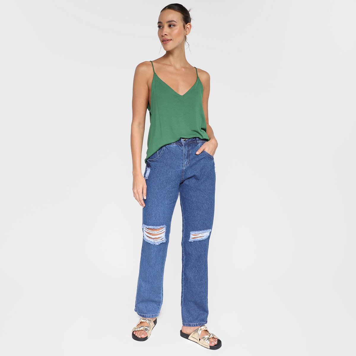 Calça Jeans Biotipo Mom Jeans Rasgada Feminina - Tam: 40 - 1