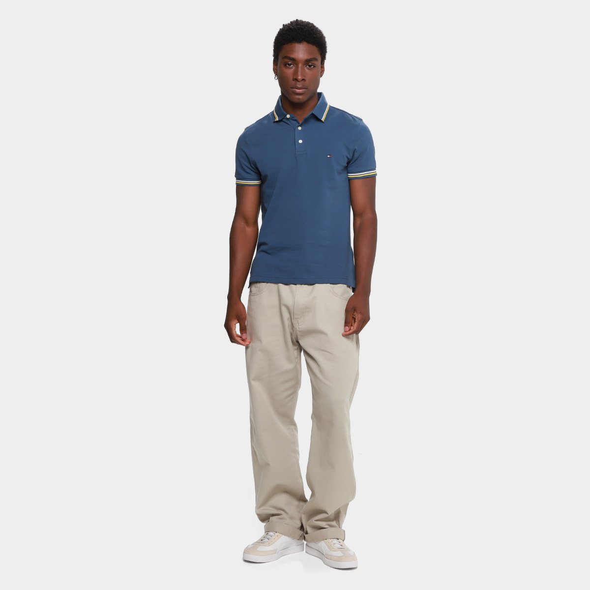 Camisa Polo Tommy Hilfiger Tipped Slim Fit Masculina - Tam: P - 4