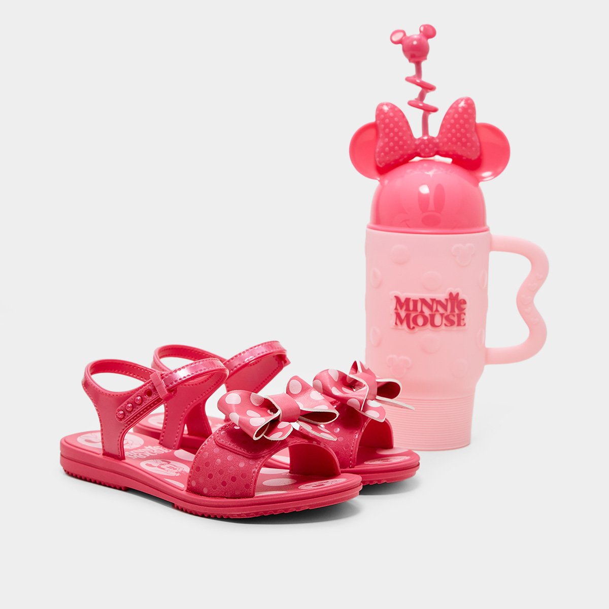 Kit Sandália Infantil Grendene + Copo Disney Menina - Tam: 32 - 5