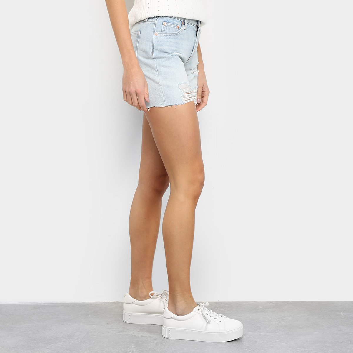Short Jeans GAP Cintura Média Destroyed Feminino - Tam: 31 - 3