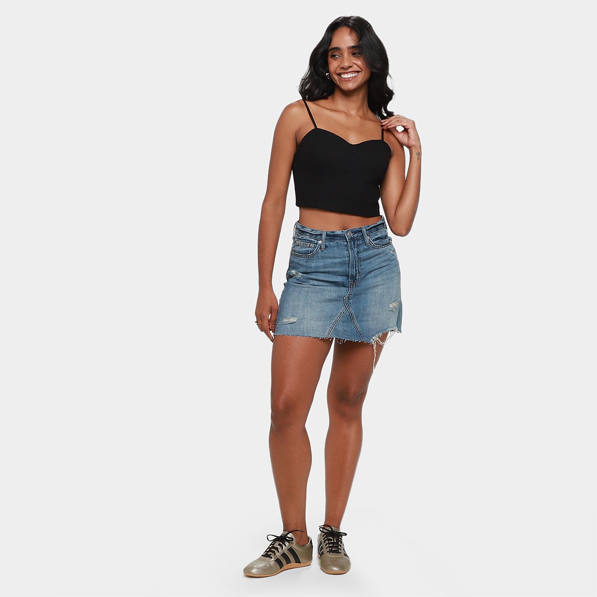 Mini Saia Jeans GAP Cintura Alta Destroyed - Tam: 31 - 3