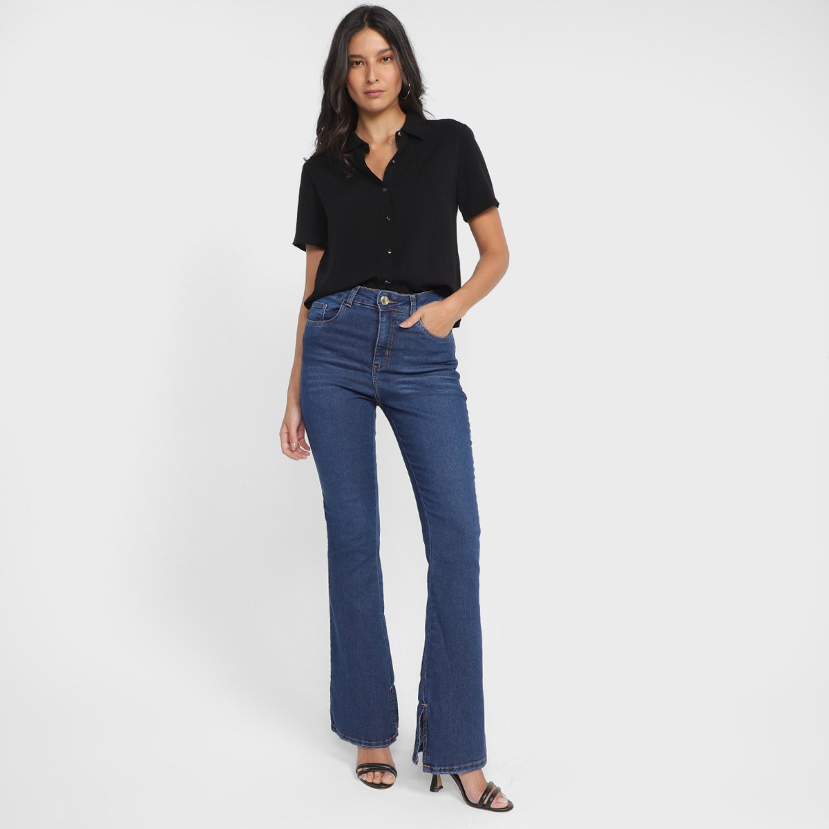 Calça Jeans Flare Ecxo Cintura Alta Feminina - Tam: 40 - 1