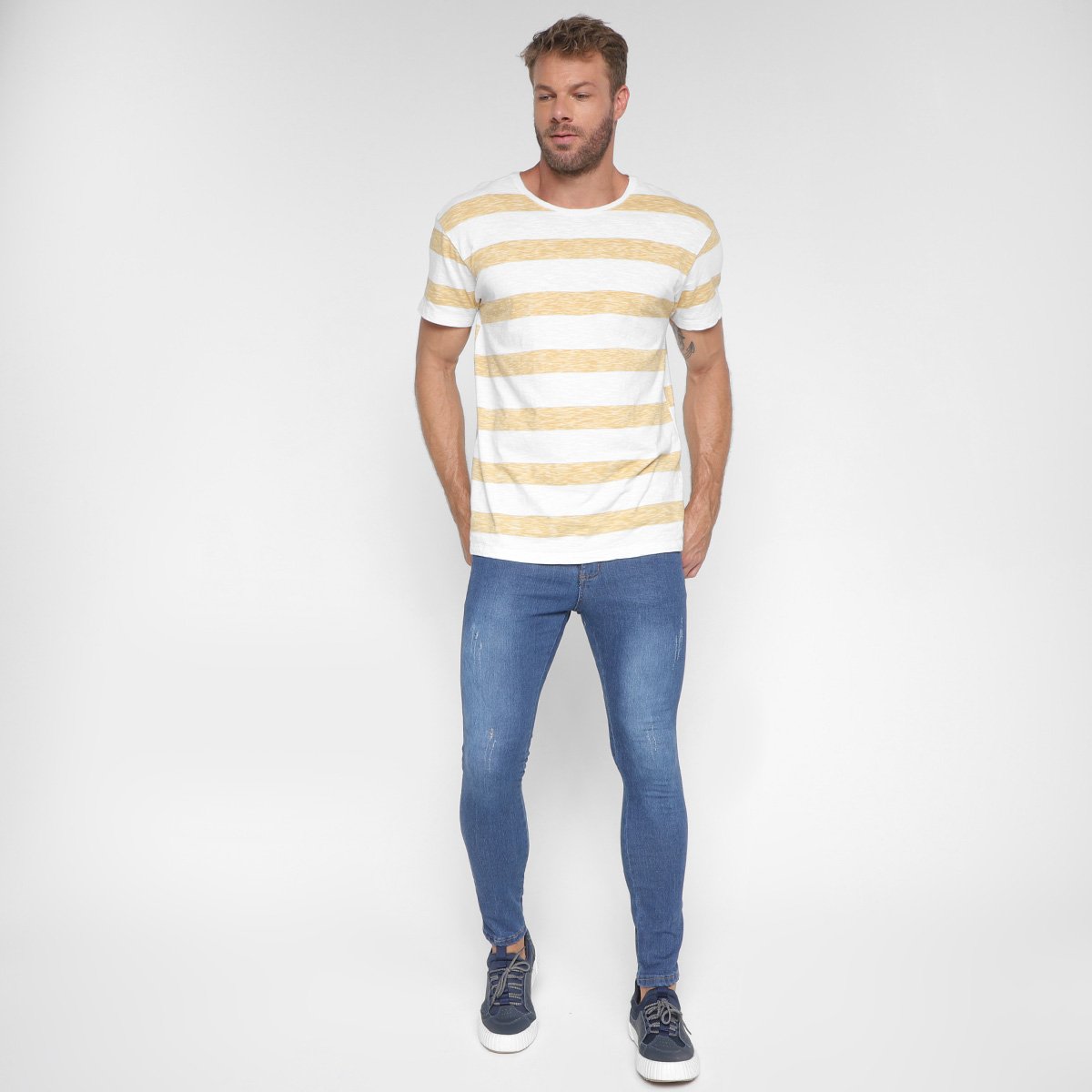 Calça Jeans Skinny Terminal Com Puídos Masculina - Tam: 46 - 1
