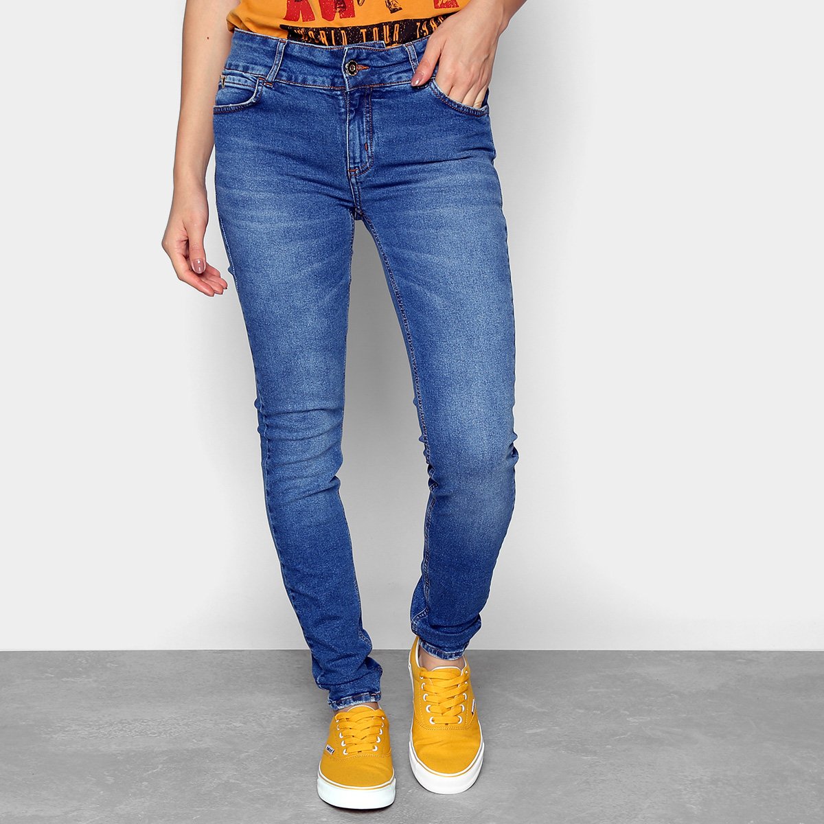 Calça Jeans Skinny Colcci Fátima Estonada Cintura Baixa Feminina