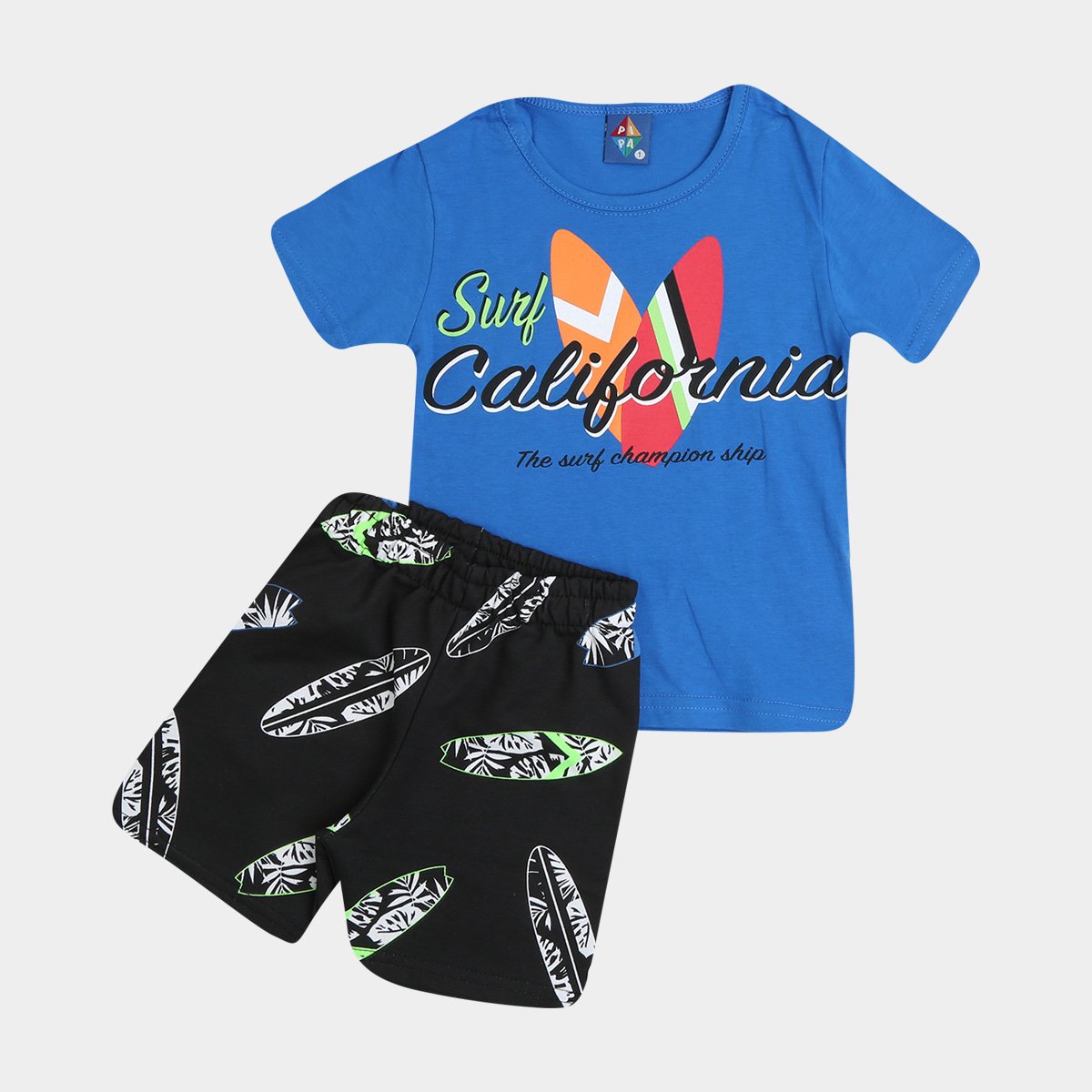 Conjunto Bebê Pipa Surf California Camiseta + Bermuda Masculino