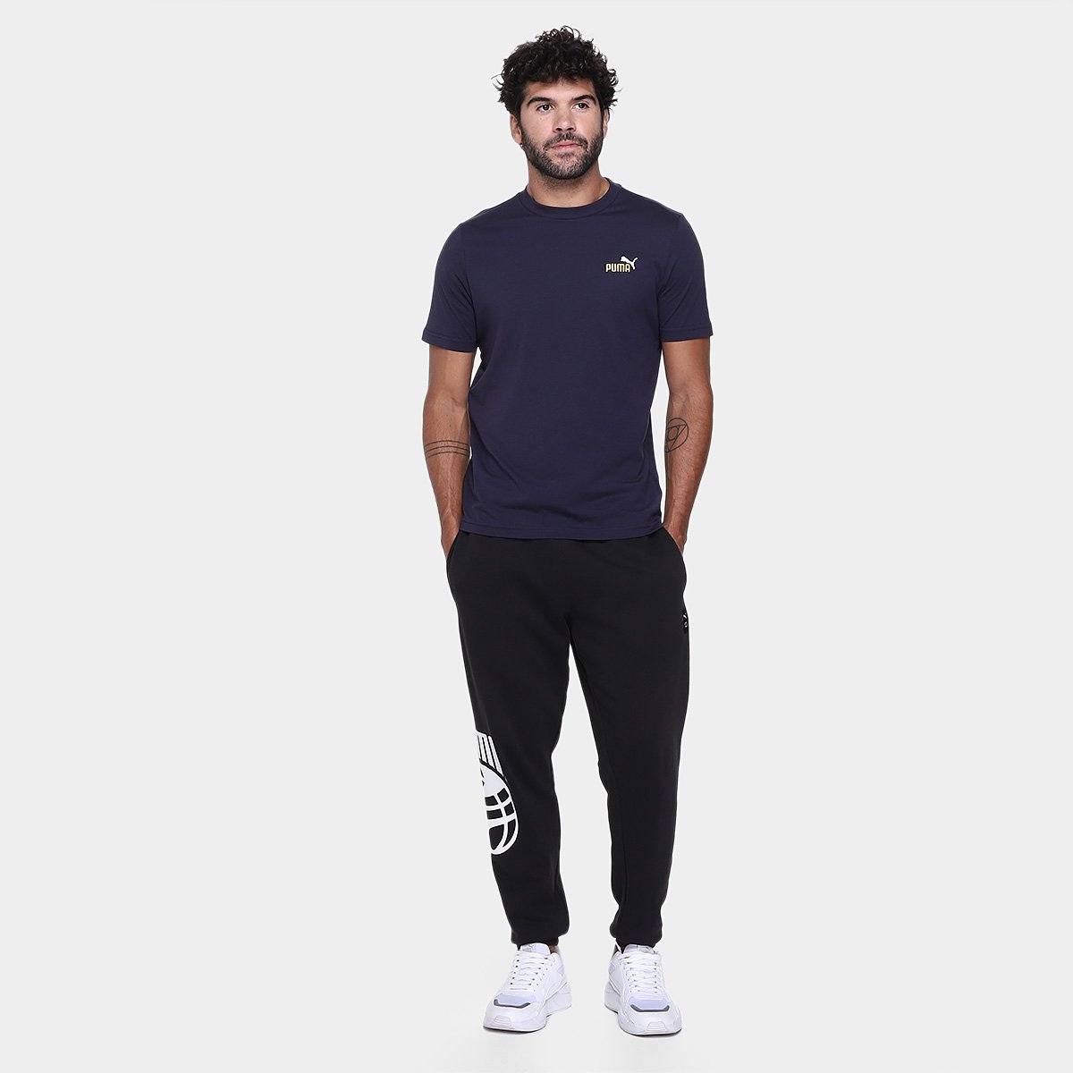 Camiseta Puma 2 Color Small No. 1 Logo Masculina - Tam: P - 3
