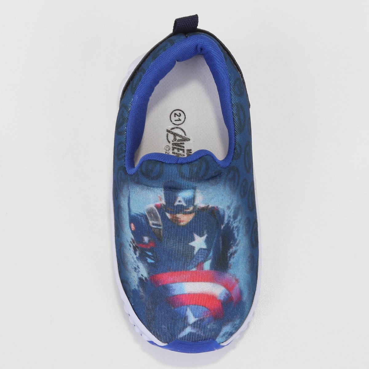 Tênis Infantil Marvel Capitão América Sem Cadarço Menino - Tam: 27 - 2