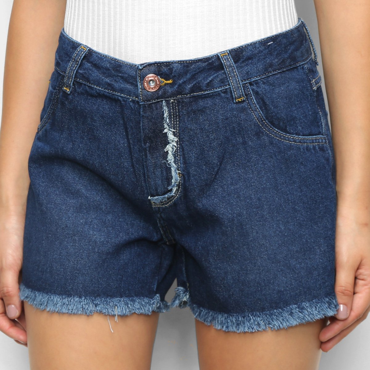Short Jeans Cambos Desfiado Feminino