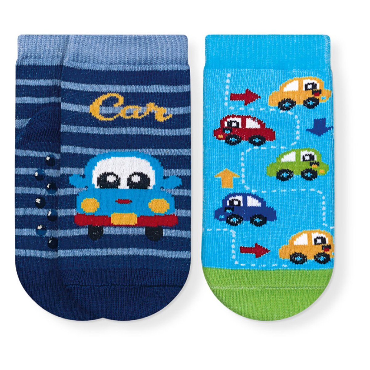 Kit Meia Infantil Cia Da Meia Cano Curto Antiderrapantes Estampadas Com 2 Pares Masculina