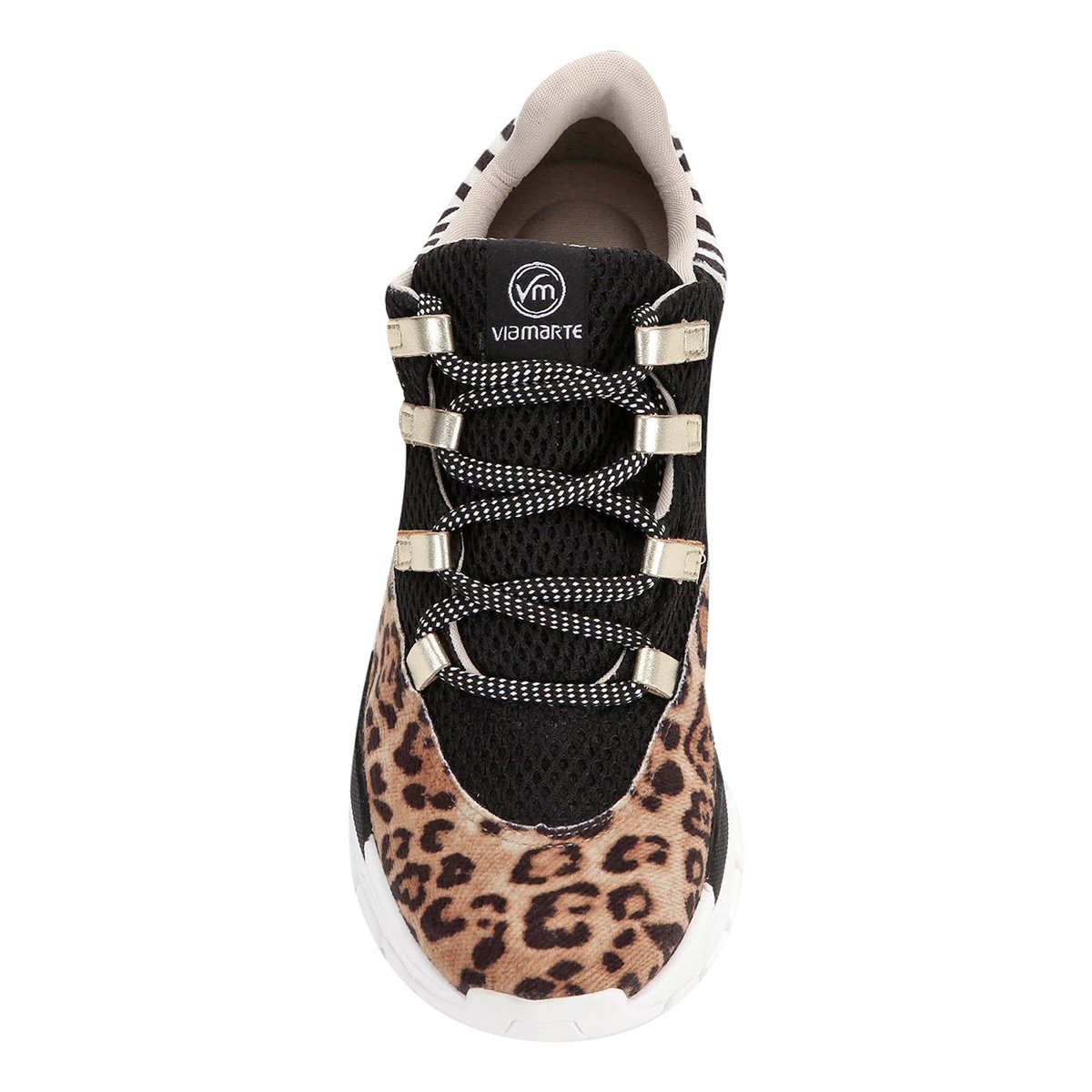 Tênis Via Marte Feminino Chunky Animal Print 21-2505 Vanilla/Pto/Camel -  Rio Sul Calçados