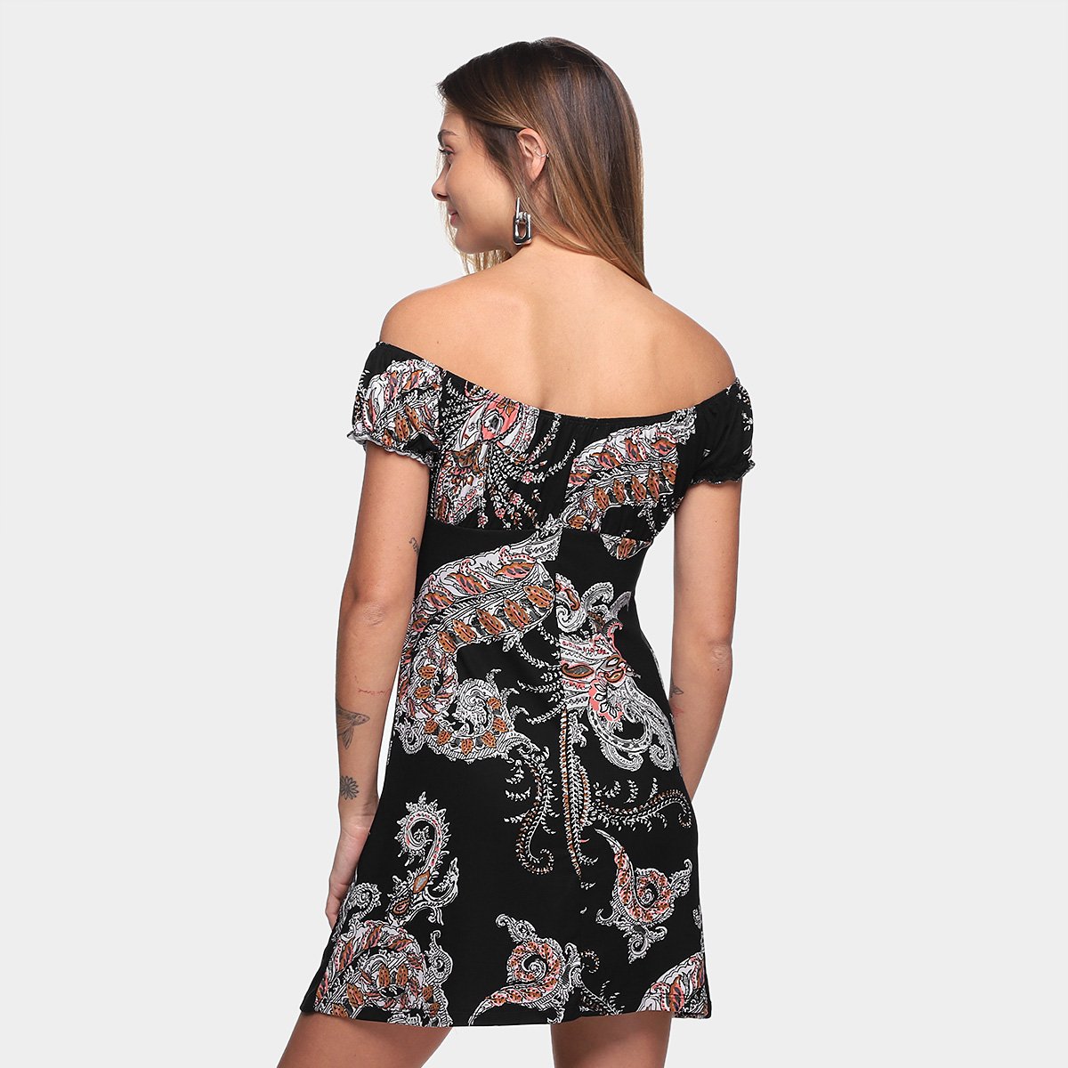 Vestido Água Viva Curto Ombro A Ombro Floral - Tam: P - 1