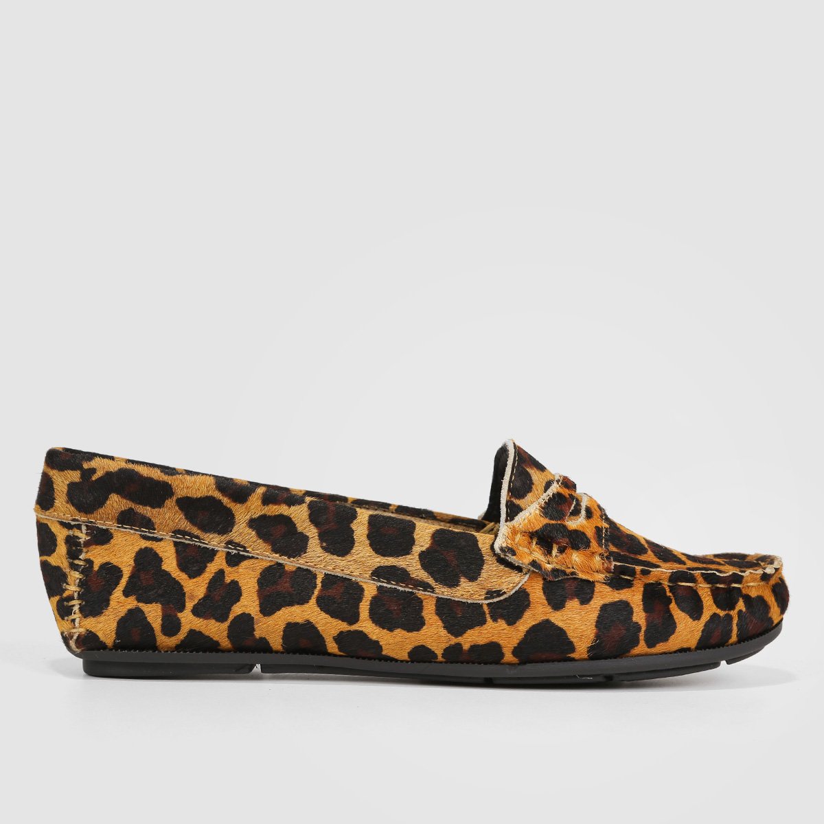 Mocassim Couro Shoestock Onça Feminino